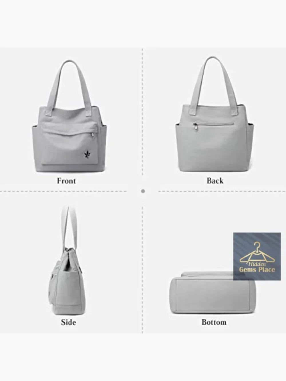 Canvas Tote Handbag with Multi-Pockets Lightweight Casual Everyday Essential